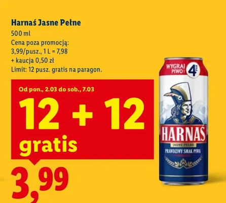 Piwo Harnaś Jasne Pełne promocja w Lidl