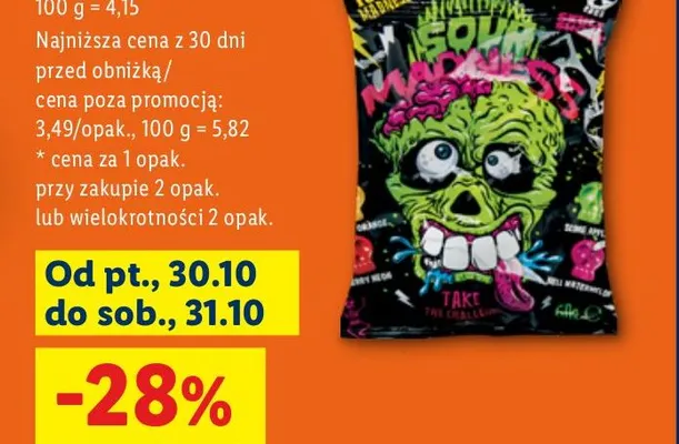 Cukierki Sour Madness promocja w Lidl