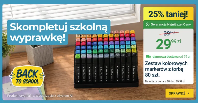 Zestaw kolorowych markerów z torbą 80 szt. promocja w ERLI