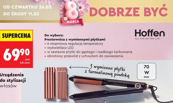 Prostownica z wymiennymi płytkami promocja w Biedronka
