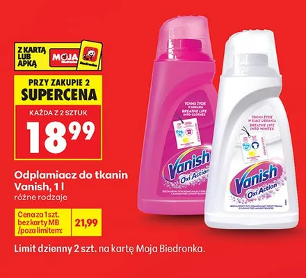 Odplamiacz do tkanin Vanish Oxi Action do kolorów promocja w Biedronka