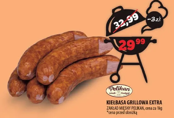 Kiełbasa grillowa Extra Zakład Mięsny Pelikan promocja w Arhelan
