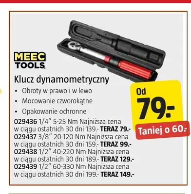 Klucz dynamometryczny 1/2" 60-330Nm Meec Tools promocja w Jula