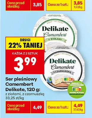 Ser pleśniowy Camembert z czarnuszką promocja w Biedronka