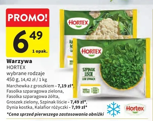 Warzywa szpinak liście Hortex promocja w Intermarche