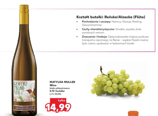 Wino białe półwytrawne Matylda Müller promocja w Kaufland