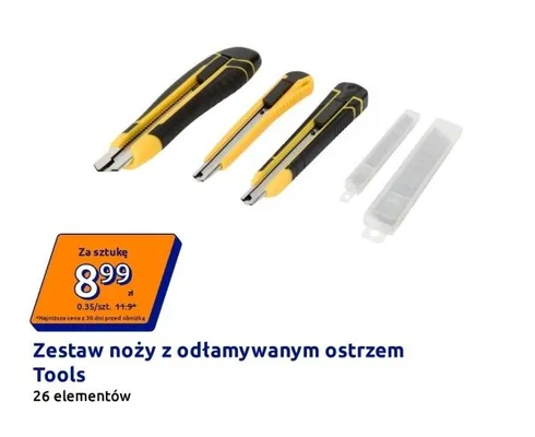 Zestaw noży z odłamywanym ostrzem Tools 26 elementów promocja w Action
