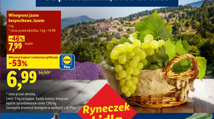 Winogrona jasne bezpestkowe luzem Ryneczek Lidla promocja w Lidl