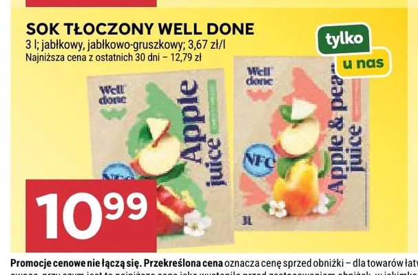 Sok tłoczony Well Done jabłkowo-gruszkowy promocja w Stokrotka