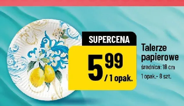 Talerze papierowe średnica 18 cm promocja w POLOmarket