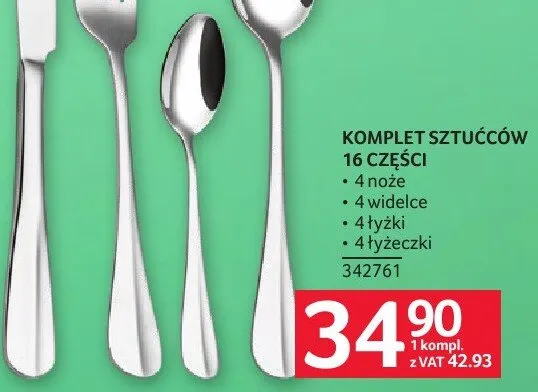 Komplet sztućców 16 części promocja w Selgros