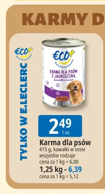 Karma dla psów kawałki w sosie Eco+ 415 g promocja w Leclerc