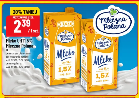 Mleko UHT Mleczna Polana 1,5% promocja w POLOmarket