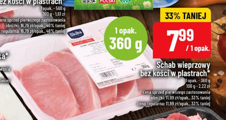 Schab wieprzowy bez kości w plastrach Skiba promocja w POLOmarket