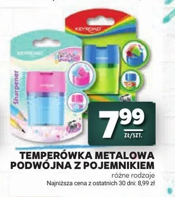 Temperówka metalowa Keyroad podwójna z pojemnikiem promocja w Stokrotka