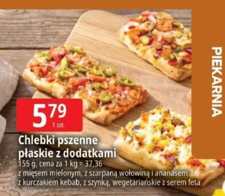 Chlebki pszenne płaskie wegetariańskie z serem feta promocja w Leclerc