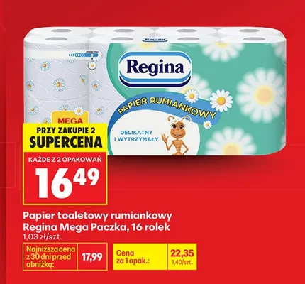 Papier toaletowy rumiankowy Mega Paczka promocja w Biedronka