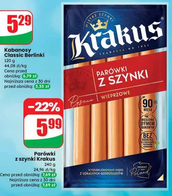 Kabanosy Classic Berlinki promocja w Dino