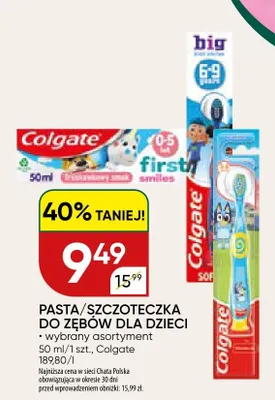 Pasta/szczoteczka do zębów dla dzieci promocja w Chata Polska
