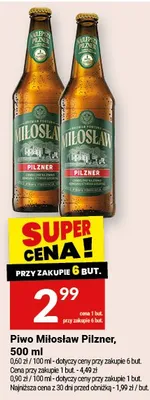 Piwo Miłosław Pilzner, 500 ml promocja w Twój Market
