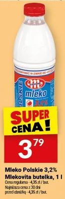 Mleko Polskie 3,2% Mlekovita butelka promocja w Twój Market