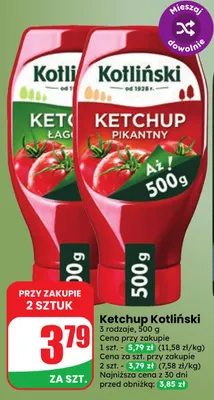 Ketchup łagodny Kotliński promocja w Dino