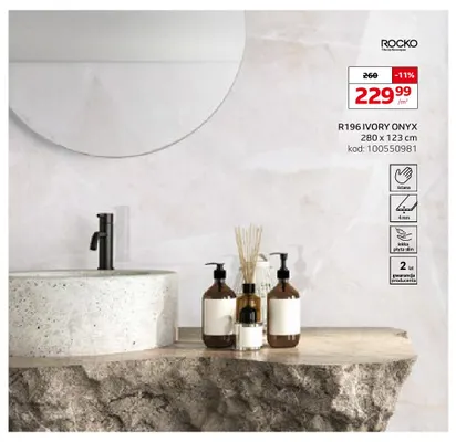 Płyta ścienna mineralna R196 Ivory Onyx Rocko promocja w Komfort
