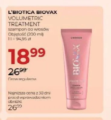 Szampon do włosów L'Biotica Biovax Volumetric Treatment promocja w Drogerie Jawa