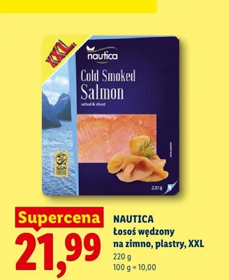Łosoś wędzony na zimno plastry XXL Nautica promocja w Lidl