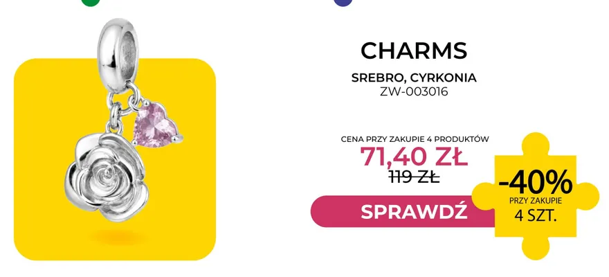 Charms srebro cyrkonia ZW-003016 Briju promocja w Briju
