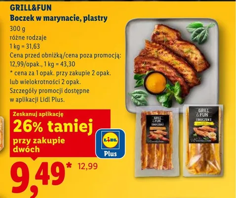 Boczek w marynacie plastry GRILL&FUN promocja w Lidl