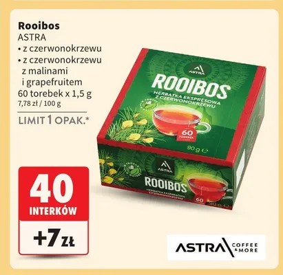 Herbata Rooibos z czerwonokrzewu z malinami i grapefruitem Astra promocja w Intermarche