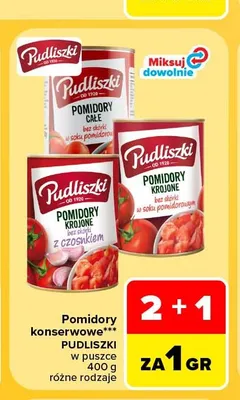 Pomidory krojone bez skórki z czosnkiem Pudliszki promocja w Carrefour