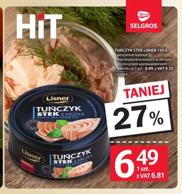 Tuńczyk stek Lisner promocja w Selgros