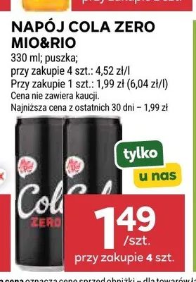Napój Cola Zero Mio&Rio promocja w Stokrotka