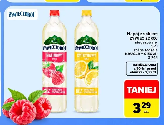 Napój z sokiem Żywiec Zdrój niegazowany promocja w Carrefour