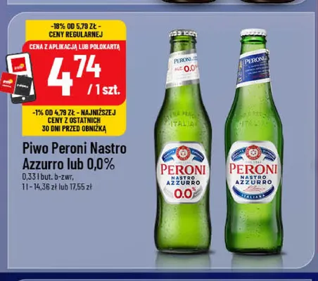 Piwo bezalkoholowe Peroni Nastro Azzurro promocja w POLOmarket