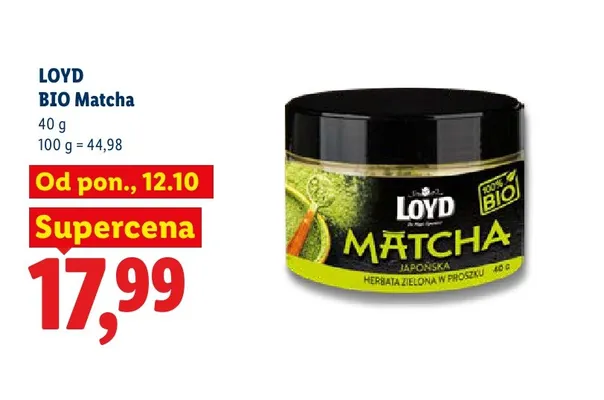 BIO Matcha Loyd promocja w Lidl