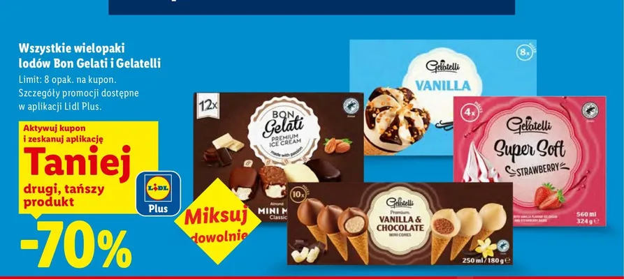 Lody waniliowe Gelatelli 8-pak promocja w Lidl