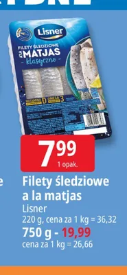 Filety śledziowe a la matjas Lisner 220 g promocja w Leclerc