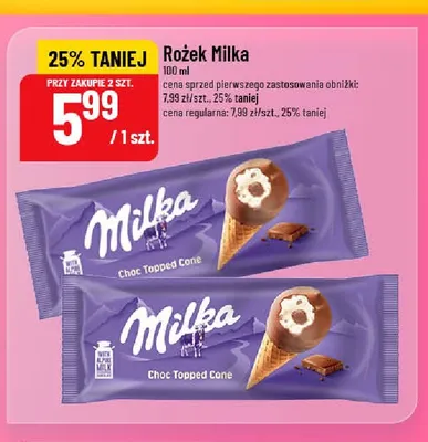 Rożek Milka Choc Topped Cone promocja w POLOmarket