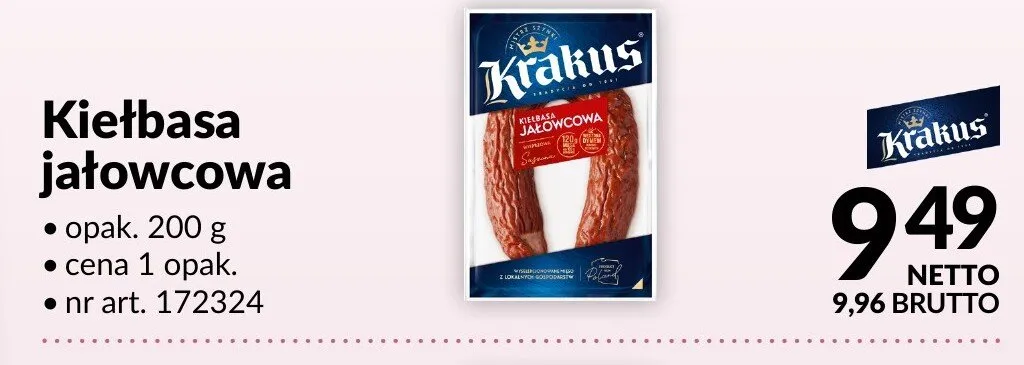Kiełbasa jałowcowa Krakus promocja w Makro