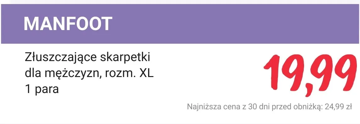 Skarpetki złuszczające dla mężczyzn, rozm. XL, 1 para promocja w Rossmann