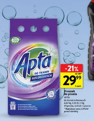 Proszek do prania do tkanin kolorowych Apta promocja w Intermarche
