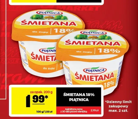 Śmietana 18% Piątnica promocja w Gram Market
