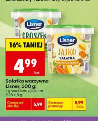 Sałatka warzywna z groszkiem Lisner promocja w Biedronka