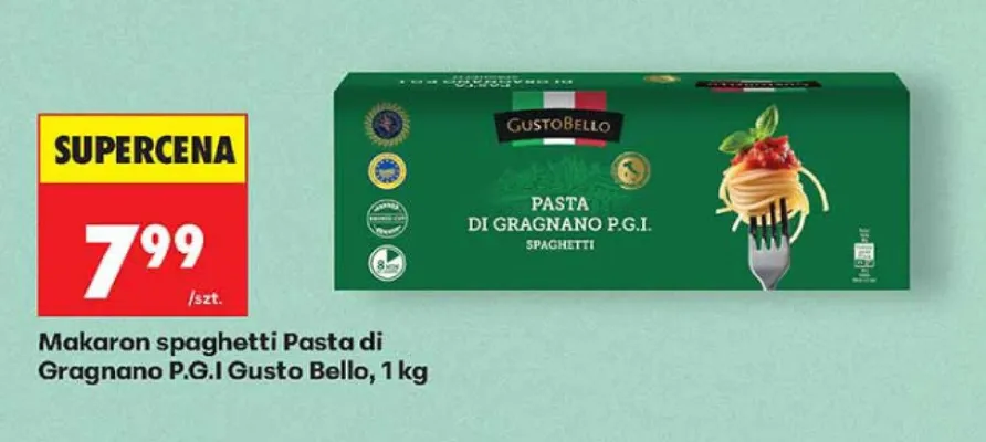 Makaron spaghetti Pasta di Gragnano P.G.I. Gusto Bello promocja w Biedronka
