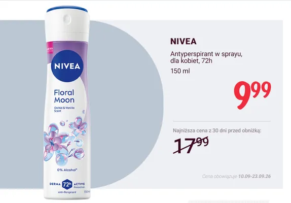 Antyperspirant w sprayu dla kobiet 72h Nivea promocja w Rossmann