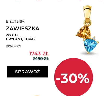 Zawieszka Briju złoto brylant topaz B0979-107 promocja w Briju