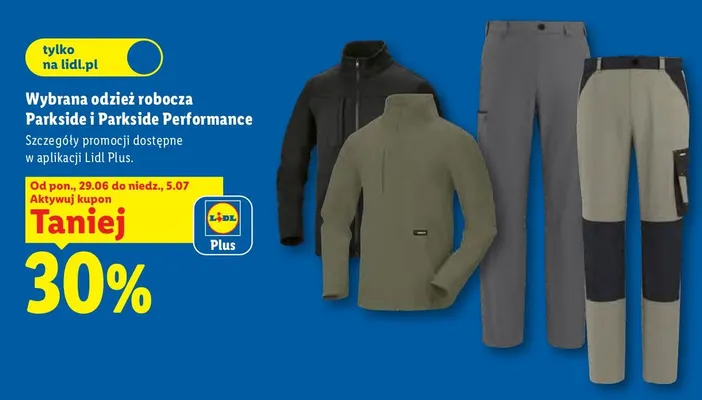 Odzież robocza Parkside i Parkside Performance promocja w Lidl